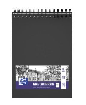 Oxford A4 Sketchbook - 25 Sheets - Black - Spiral Bound