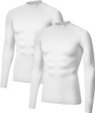 DANISH ENDURANCE Lange Mouw Compressie Top Heren - Onderlaag Shirt - Ademend Mesh - 2-Pack - Wit - Maat XL