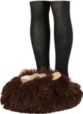 Apollo Grote voetenwarmer slof - aap - bruin - one size - 30 x 27 cm - polyester - dierensloffen