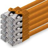 1aTTack.de 0,25 m - oranje - 10 stuks CAT.7 netwerkkabel patchkabel SFTP PIMF LSZH Gigabit LAN-kabel 10 Gb/s cat7 onbewerkte kabel met RJ45-connector Cat6a compatibel met CAT5 CAT6 cat7 cat8