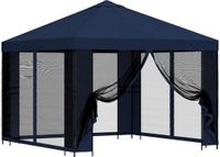 vidaXL Tuinpaviljoen met zijwanden 3 x 3 m blauw polyester en staal