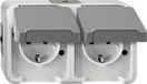 Schneider Electric Merten AQUASTAR MEG2320-8029 Opbouw dubbel stopcontact klapdeksel