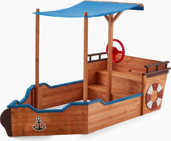 Zandbak boot MUD BOX met dak - met opbergvak (160 x 103cm)