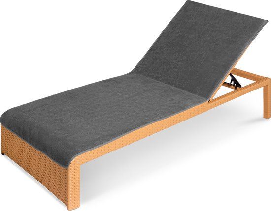 JEMIDI badstof overtrek voor ligstoelen - Handdoek 100% katoen - Zwart - 200 x 75 cm