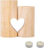Merkloos Houten Kandelaars - Kaarsenhouders Set - Hartvormig Ontwerp - 2 stuks