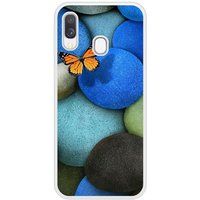 Samsung Galaxy A40 Papillon galet bleu Verstevigd hoesje met sublimatie bedrukking