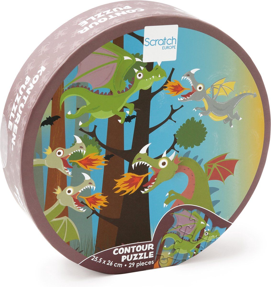Scratch Europe Scratch Compact Puzzel 29pcs: CONTOUR PUZZEL/DRAKEN 25,5x26cm