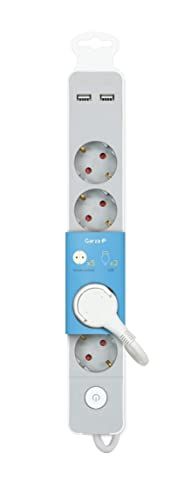 Garza Stekkerdoos - Grijs - 5 stopcontacten + 2 USB - 1,4 m kabel