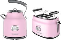 Westinghouse Retro 2-delige Set – Waterkoker 1,7L + Broodrooster 2 Sneden – Roze