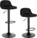 Tabouret de bar Deluxe Addy - Noir - Ensemble de 2 - Réglable en hauteur - Velours