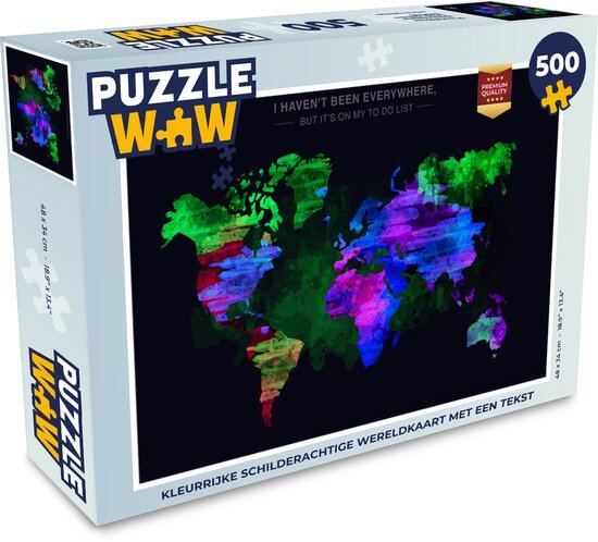 MuchoWow Puzzel Wereldkaart - Verf - Kleurrijk - Legpuzzel - Puzzel 500 stukjes