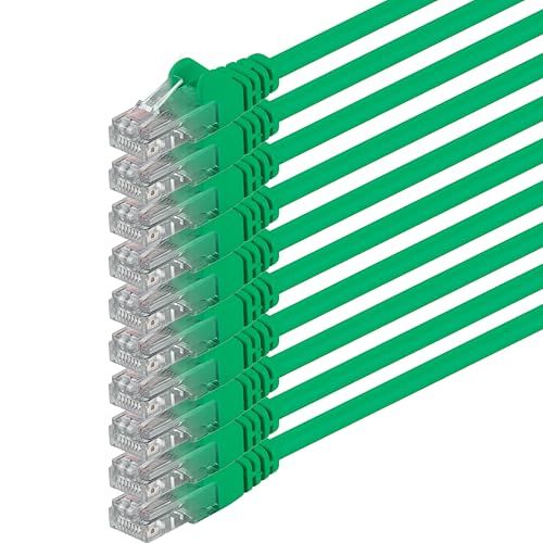 1aTTack.de CAT.6 CAT6 Ethernet LAN-netwerkkabel 0,5 m groen 10 stuks