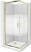 Mexen Rio douchecabine vierkant 90 x 90 cm, rayures blanches, or + receveur de douche extra plat, blanc