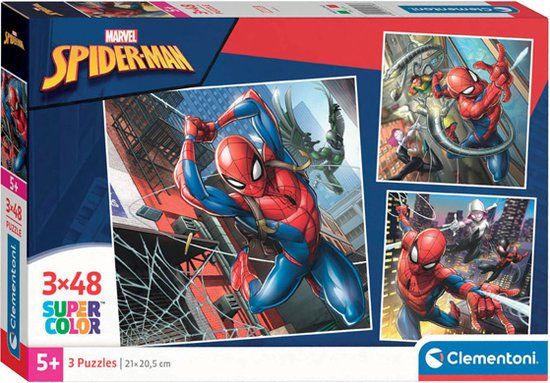 Clementoni Supercolor Spiderman Puzzle - 3-in-1 - 144 Pieces - Ages 5+