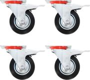 vidaXL Zwenkwielen 100 mm - Set van 24 - Rubber - Zwart - Met en zonder rem