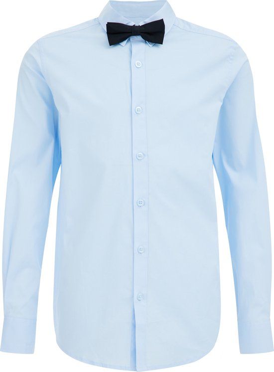 WE Fashion Jongens overhemd - Lichtblauw - Maat 170/176 - Met afneembare vlinderdas