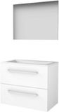 Basic-Line Basic 46 Badkamermeubelset - 80 x 46 cm - Met Grepen - 2 Lades - Acryl Wastafel - Zonder Kraangat - Spiegel - Ice White