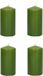Trend Candles Cilinderkaars/stompkaars - 4x - olijfgroen - 6 x 12 cm - 40 branduren
