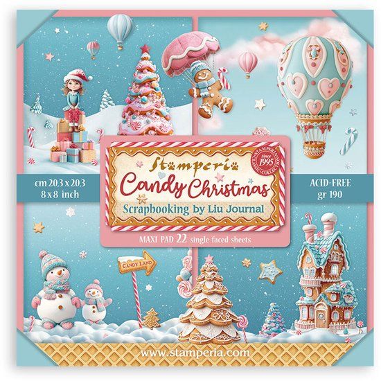Stamperia Candy Christmas 8x8 Inch Paper Pack Maxi (Single Face)