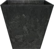 Artstone Ter Steege Bloempot/plantenpot - vierkant - gerecycled kunststof - zwart - D20 en H20 cm
