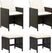 Ensemble de 4 chaises de jardin et repose-pieds en poly rotin noir