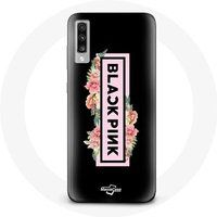 Blackpink Etui voor Samsung Galaxy A50 K-pop Groep Zwart Roze Logo Zwarte Achtergrond Maniacase