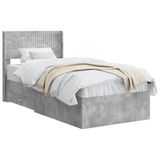 vidaXL Bedframe met opbergruimte en hoofdbord Betongrijs 100 x 200 cm