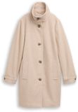 Tom Tailor - Wollen jas met opstaande kraag - Maat XS - beige heringbone
