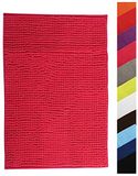 MSV Chenille Badmat – Antislip Badkamermat – Zachte Badkamer Mat voor Douche en Bad – Microvezel – Fuchsia – Rechthoek – Hoogpolig – Wasbaar – 60 x 90 cm