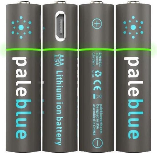 paleblue USB-batterijen (AAA - (LR03) [HR03] 750 mAh)