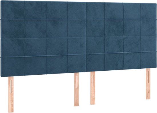 vidaXL Hoofdbord donkerblauw fluweel 200x5x118/128 cm