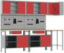 vidaXL - Werkkast - Set - met - lade - met - plank - met - opslag - 10 - st - Rood - en - Grijs