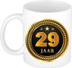 Bellatio Decorations Bol 29 jaar thema koffiemok Medaille - jubileum - verjaardag - zwart met goud - Cadeau beker - 300 ml - keramiek