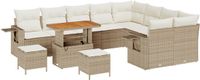 vidaXL Tuinbank Set 12-delig Beige Polyrattan