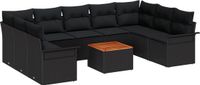 vidaXL Tuinbank Set Zwart Poly Rattan