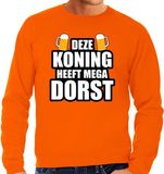 Bellatio Decorations Shoppartners Bv Koningsdag sweater - Deze Koning heeft mega dorst - bier - oranje - heren - outfit / kleding XL