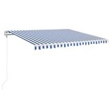 vidaXL Parasol d'extérieur automatique avec éclairage LED et capteur de vent, 450x350 cm, Bleu et Blanc