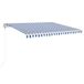 vidaXL Parasol d'extérieur automatique avec éclairage LED et capteur de vent, 450x350 cm, Bleu et Blanc