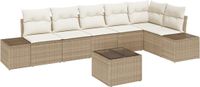 vidaXL Tuinbank Set met opslag Beige en Crème poly rotan
