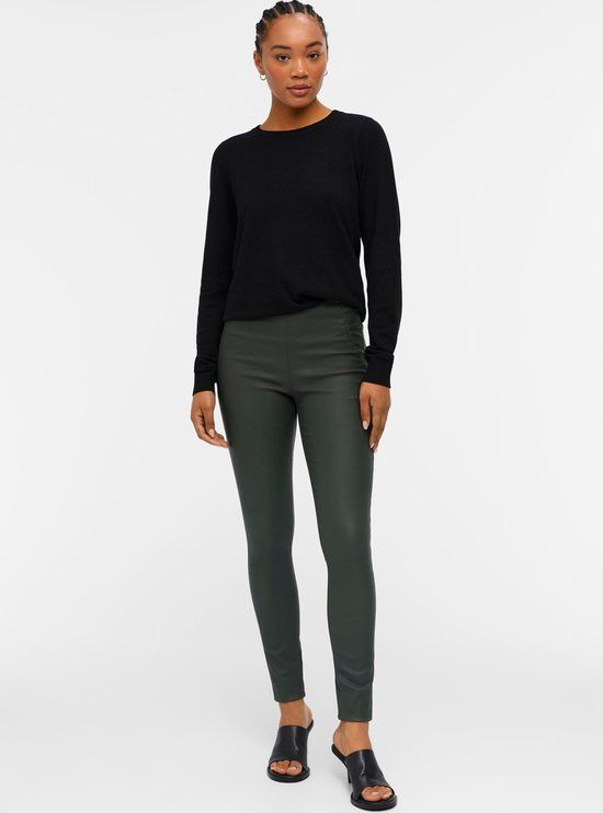 OBJECT Broek Objbelle Mw Coated Leggings Noos - Duffel Bag - Dames - Maat W38 - Groen