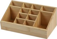 Bambou & Co Make-up/badkamer/kantoor sorteer organizer - 12-vaks bakje - 23 x 9 cm - bamboe hout - lichtbruin