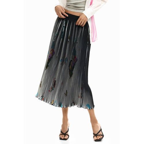 Desigual gebloemde midi rok zwart