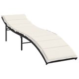 VidaXL Ligbed met kussen 55x199x50 cm poly rattan zwart