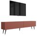 3xE living meuble TV sur pieds 140 cm, brique rouge, pieds noirs inclinés