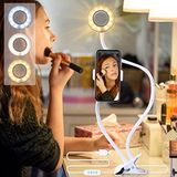 AGM Selfie Ring Licht, 3.5 inch Diameter met 24 inch Zwanenhals Stand & Mobiele Telefoon Houder Make-up Live-Streaming Telefoon Mount