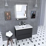 AURLANE Badkamermeubelset 80x50 cm Zwart Mat