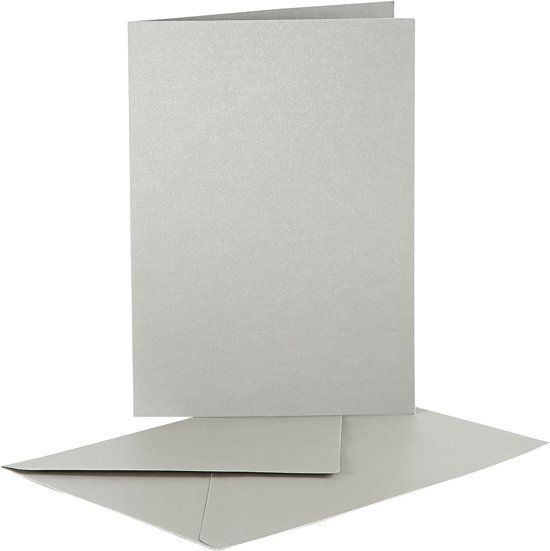 creotime Parelmoer Kaarten & Enveloppen Zilver 10 sets