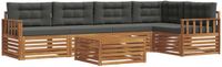 vidaXL Acacia Hout Bank Loungeset 5-zits Natuurlijk en Antraciet