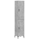 vidaXL Hoge kast, betonkleur, 34,5 x 34 x 180 cm, houtvezelplaat
