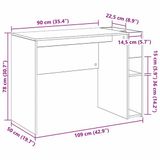 vidaXL Bureau Artisan Eiken Bewerkt Hout 109 x 50 x 78 cm